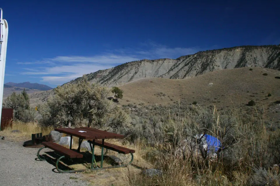 A view of a distant bluff from Mammoth Campground Site 12